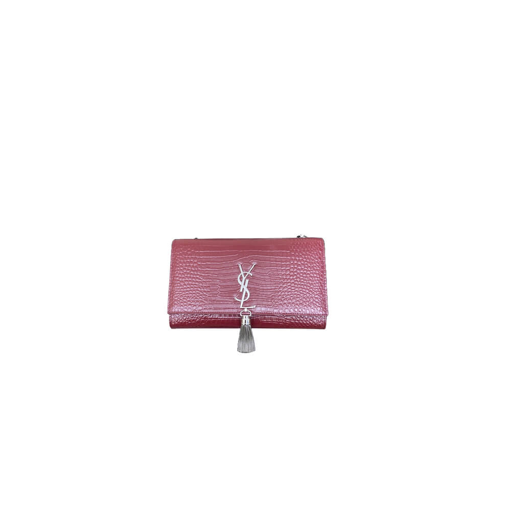 YSL kate medium tassel in crocodile-embossed leather