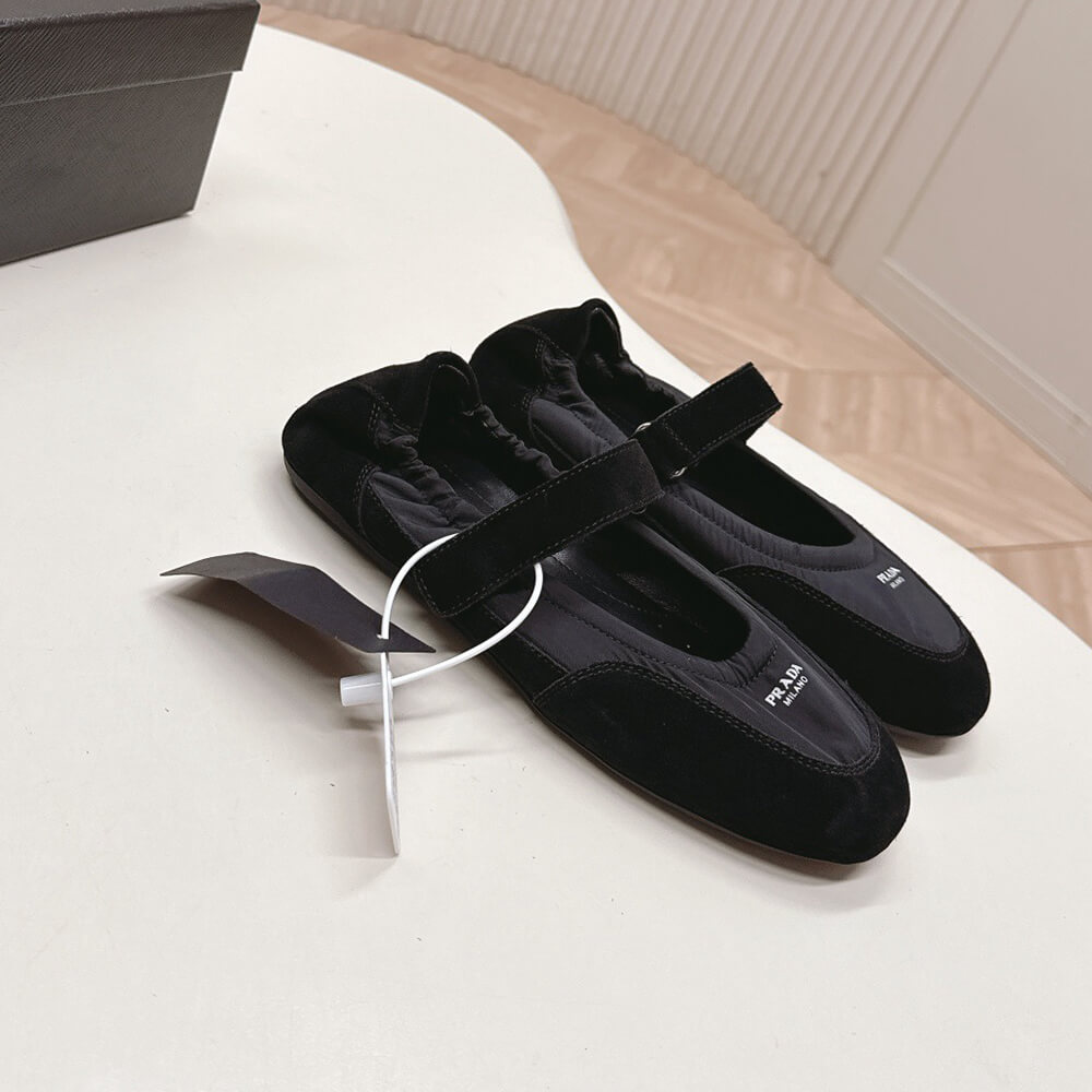 PRADA Re-Nylon and suede ballet flats